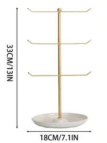 One Metal Stand With Tray For Storing And Displaying Necklaces, Earrings, And Bracelets. An Earring Display Stand Suitable For Home Or Jewelry Storage, And A Valentine's Day Gift. - Multicolor - View 11