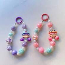 Beaded Popcorn Charm, Random Hand-Painted Bead Pattern, Keychain, Bag Charm, Phone Strap, Accessory (Shipped By Color Series) - Multicolor - View 4