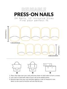 24pcs Short Square Nail Stickers, French Smoky Eyeshadow Glitter Striped Nail Stickers, Minimalist & Sweet Design, Full Coverage Easy Application, Suitable For Women & Girls For Daily Use And Outings Nail Supplies - Multicolor - View 4