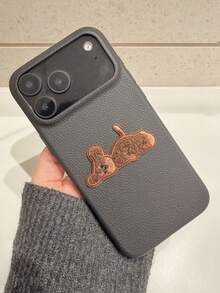 可爱3D腊肠犬柯基犬卧姿纹理手机壳，兼容 17 Pro Max、17 Pro、17 Air、16、15、14、13、12 Pro Max、16 Plus、11，柔软保护壳，可爱圣诞礼物，秋冬季佳选 - 黑色 - 查看 7