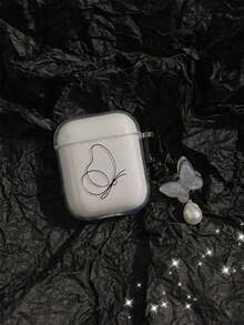 Line Butterfly Protective Case Compatible With Apple Bluetooth Earphones, Anti-Scratch And Shock-Proof Cover Compatible With Apple Bluetooth Wave Earphone Case - Clear - View 3