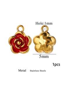 1个5/8/10毫米不锈钢吊坠，金色珐琅玫瑰花，用于珠宝制作DIY耳环、项链、手链，批发 - 彩色 - 查看 22