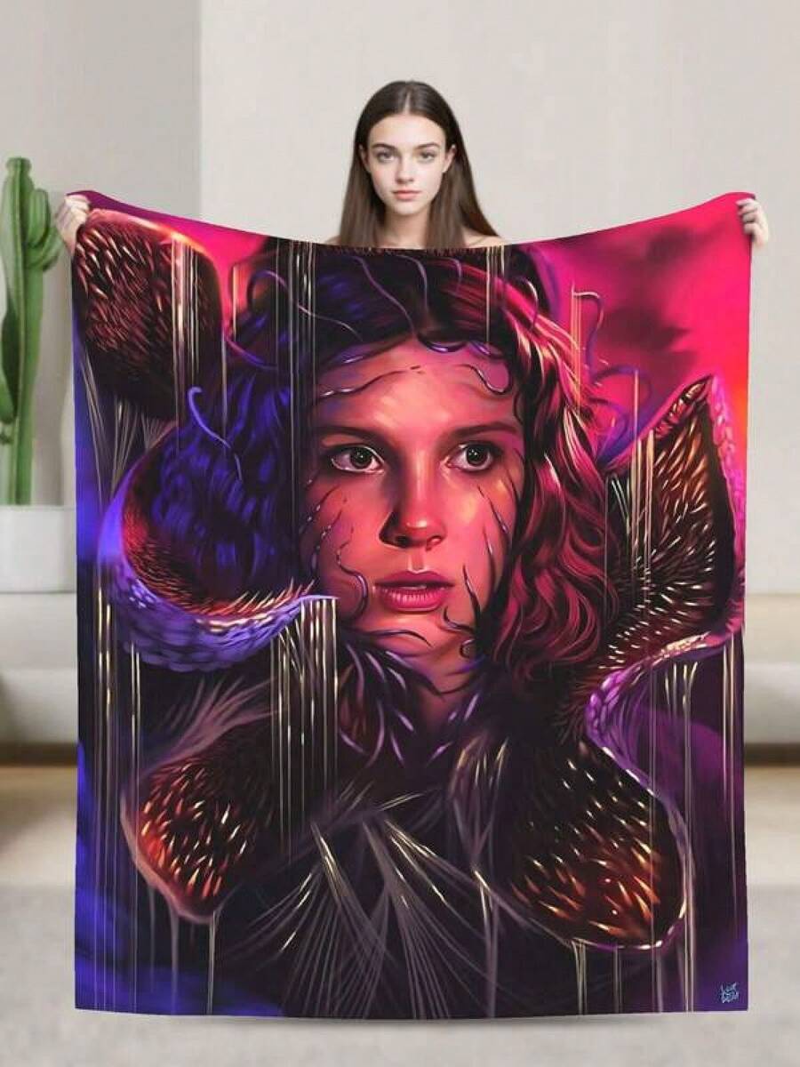 Stranger Merch Thin.Gs Soft, Comfortable, And Warm Fleece Blanket, Suitable For The Bedroom, Car, Travel, Camping, Sofa, Living Room, Couch, Car, Travel, Home Decor, Merchandise Gift, Graphic Blankets, Soft And Comfortable Flannel Blankets, Blankets, Bed Sheets, Printed Blankets, Sofa Blankets, Pillow Covers, Pet Blankets, Home Festival Decoration, Party Blankets, Couple Blankets, Oversized Soft Flannel Blankets, Lightweight Travel Blankets, Beach Blankets, Camping Blankets, Car Blankets, Office Blanket, Anime Gift, Perfect Holiday Gift For Couples, Suitable For All Seasons, With Various Sizes To Choose From. No. 9968 - Multicolor - View 1
