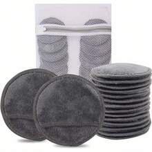 3/5/10pcs Reusable Makeup Remover Pads - Suitable For All Skin Types, Washable Super Soft Fiber Cloth, With Laundry Bag Included - Multicolor - View 1