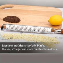 Stainless Steel Handheld Kitchen Cheese Grater, Handheld Cheese Grater With Cleaning Brush, Lemon Zester With Wooden Handle Suitable For Cheese, Chocolate, Spices, Kitchen Gadgets And Tools - Long Board - Multicolor - View 5