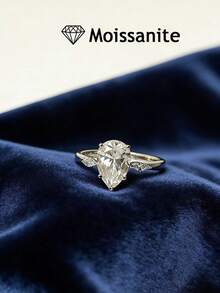 1pc 2 Carat Pear Cut Moissanite Engagement Ring, Elegant Wedding Ring, Best Choice For Proposal, Engagement, Wedding, Party, Daily Wear - Silver - View 5