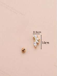 1pc/3pcs Lotus Shaped Ear Cartilage Stud, Fashion Zirconia Ear Cuff Spiral, Women Soft Cartilage Earrings - Banana Shape - View 4
