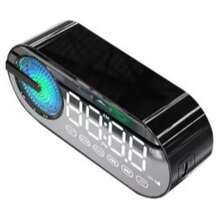 Bluetooth Speaker With Digital Clock, FM Radio, Alarm, LED, Mirror, Portable Alarm Clock - Various Colors - 白色 - 查看 4