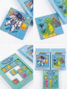 PUZZLES Y ROMPECABEZAS PARA NIÑOS - JUEGO DE 3 MODELOS DIFERENTES - verde menta - Ver 2