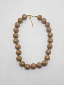 1pc Bohemian Style Round Geometric Plastic Acrylic Beaded Rope Knotted Necklace, Handmade Jewelry Gift For Women, Everyday Wear - Multicolor - View 20