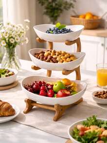 Giỏ đựng trái cây 3 tầng có chân gỗ, kệ đựng đồ nhà bếp đa năng dùng để đựng trái cây, rau củ và thực phẩm đông lạnh, thích hợp để bảo quản trong tủ lạnh. - Nhiều màu - Xem 12