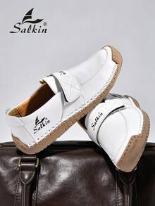 Salkin 新款时尚设计师女士休闲鞋，手工绑带乐福鞋，方便穿脱的驾车鞋，轻便透气柔软舒适，防滑平底，仿麂皮鞋面，适合户外、搭配连衣裙、牛仔裤、日常行走，适合中年人、年轻人、学生，春夏秋季均可穿着，尺码齐全。 - 白色 - 查看 7