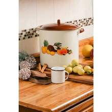 Juego De 3 Ollas Grandes Con Tapa Decorado Tropical Cinsa Color Crema 6 Piezas - Crema - Ver 5