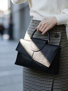 Fashionable Retro Party Clutch Bag, New Snakeskin Pattern Evening Purse, Elegant , Wedding - màu đen - Xem 11