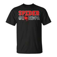 Spider Grandpa Spidey Birthday Matching Family-Shirt Cotton Black Printed Short Sleeve-Shirt, Vintage Street Style Casual Versatile Top Tee. - màu đen - Xem 8