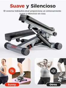 S unny H ealth & Fitness Mini Stepper para Ejercicio en Casa, Máquina de Ejercicio de Escaladoras con Faja de Resistencia, Movimiento Twist Opcional y Conexión con la App SunnyFit Gratis - Gris Oscuro - Ver 4
