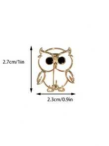Exaggerated Owl Brooch | Easy Hollow Design, Unisex Suit And Sweater Pin, Party Accessory, Birthday Gift | Material: Iron Alloy And Zinc Alloy - Multicolor - View 6