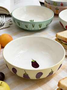 1Pc 5.5-Inch Eggplant Bowl Japanese Ins Style Vegetable Radish Ceramic Dessert Soup Snack Dish Rice Bowl - Multicolor - View 9
