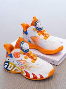 1 Pair Kids' Breathable Mesh Sneakers, Spring New Casual Lightweight Soft Bottom Basketball Shoes For Boys - Black - View 1