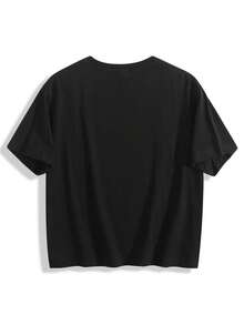 Ladies' T-Shirts Ladies' Crop Top T-Shirts Pure Material Juneteenth Independence Day Gifts-Funny 'Just Here For The Wieners' Graphic Tee - Casual Crop Top With Bold Red Print, Perfect For Food Lovers And Summer Outfits - Black - View 6