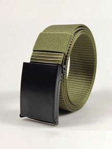 简约黑色尼龙腰带，耐用自动扣工装风格腰带 - 彩色 - 查看 15