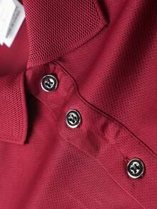 Men's Business Casual Slim Fit Long Sleeve Polo Shirt, Solid Color Collar Design, Suitable For Daily Wear And Business, Easter Polo Sports - Red - View 4