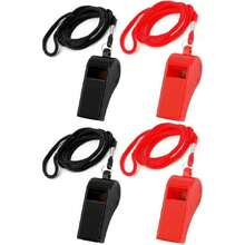 4 Piezas Silbato Deportivo con Cordón Desmontable, Silbato de Emergencia Sonido Fuerte (120 dB), Ideal para Árbitros, Entrenadores, Salvavidas, Incluye 2 Negros y 2 Rojos,41024748 - Multicolor - Ver 1