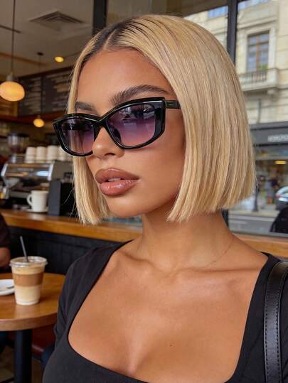 Retro Rectangular Small Frame Fashion Glasses, Women's Plastic Casual Decorative Fashion Glasses For Daily Wear