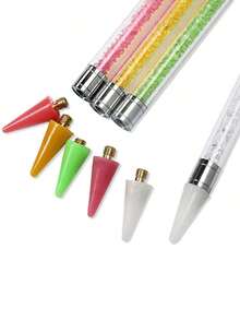 1pc Nail Art Dotting Pen/Replacement Wax Crayon Heads, With Wax Tip And Self-Adhesive Function, Double-Ended Design, Suitable For Picking Up And Removing Crystals, Rhinestones, Gems, Jewelry Stickers, Single Pack, Pink Dotting Pen Tool, Nail Art Pen Tip, Nail Decoration, Nail Art Supplies, Nail Art Tools, Back To School, Nail Art, Nail Art Tools, Suitable For Fake Nails - Nhiều màu - Xem 12