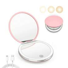 LED Makeup Mirror, Lighted Makeup Mirror, Portable Mini Makeup Mirror, USB Rechargeable LED Lighting Travel Makeup Mirror, Lighted Makeup Mirror, Dimmable Magnifying Folding Makeup Mirror, Touch Screen Brightness Adjustment, Multi-Function Vanity Mirror, Suitable For Dorm, Travel, Makeup, Office, Bedroom, Best Gift For Women On Valentine's Day/Mother's Day (Battery Capacity: 300mAh) - Multicolor - View 14