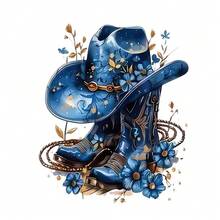 1pc/2pcs/3pcs Blue Boot Heat Transfer Patches, Iron-On And Washable, Applicable To T-Shirts, Jeans, Sweaters, Handbags, Pillows, Cushions. Queen - 3PCS-s - View 2