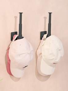 1/2/3pcs L Shaped Baseball Cap Storage Rack Wall Mount Hat Belt Organizer Hooks - Black - View 10