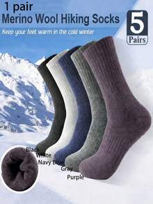 1/2/3/5 Pairs Warm Hiking Socks - Moisture-Wicking Thick Padded Crew Socks For Men & Women, Warm Winter Essential, Great Christmas Gift, New Year Family Gift, Valentine's Day Warming Gift - Multicolor - View 10