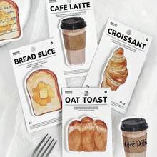30pcs/Pack Retro Aesthetic Bread & Coffee Shaped Memo Pads, Cute Cartoon Toast, Croissant, Latte Themed Sticky Notes, Suitable For Students, Teachers, Planners, Cafes, Bakeries, Office Supplies, Gifts - Bread Coffee Good Weather - View 1