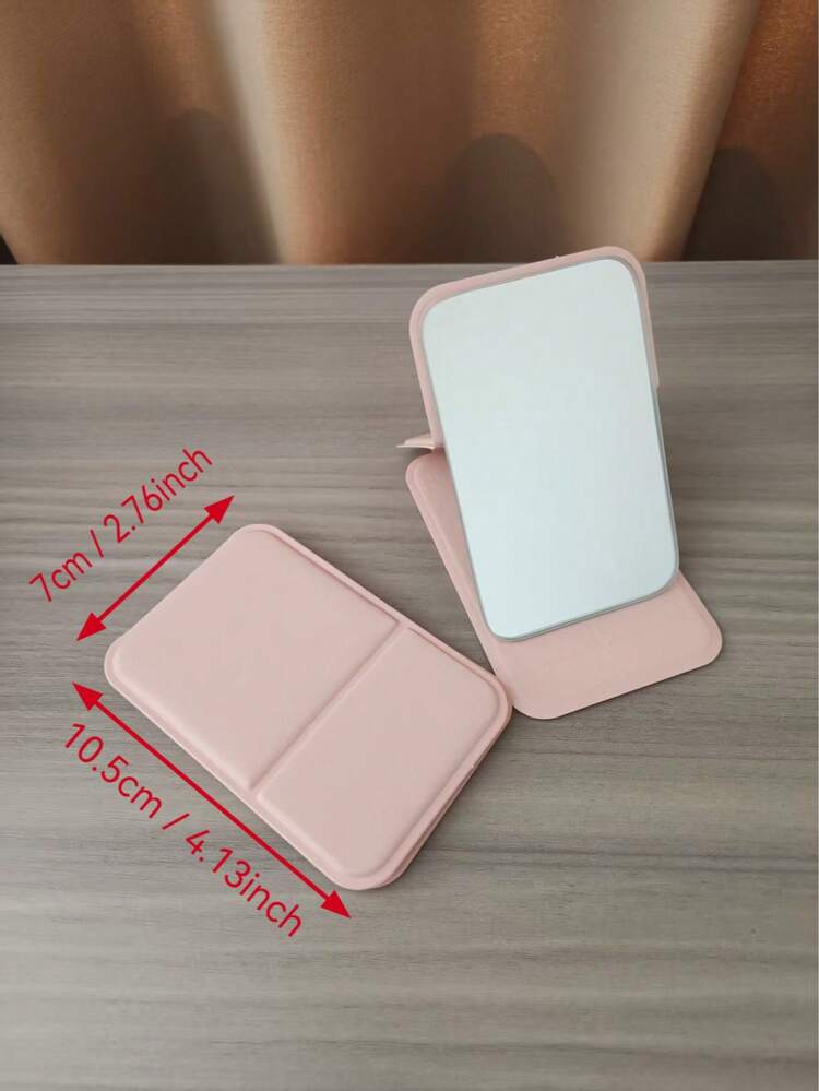 1pc Portable Makeup Mirror, PU Leather Compact Folding Travel Mirror, Ideal Gift, Travel Essential, Makeup Essential, Easy Storage, Great For Christmas Holiday Gifts - Multicolor - View 14