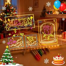 Valentine's Day LED Illuminated Message Board - Includes 7 Color Markers, USB Powered Acrylic Dry Erase Board, Creative Glow-In-The-Dark Gift And Romantic Decor - Multicolor - View 13