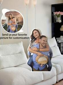 1pc Customized Photo Throw Pillow, Personalized Cushion, Can Customize Interesting Patterns, Double-Sided 3D Pillow, Suitable As Gift For Parents/Family/Her/Him/Girlfriend/Boyfriend, Couples Birthday Gift - Photo - View 3