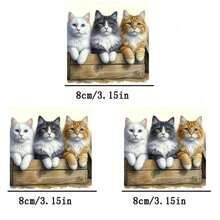 1件/2件/3件装可爱猫咪图案，适用于T恤、抱枕、背包和手提包，理想的节日礼物，节日设计，印刷品 - 3件-S - 查看 2