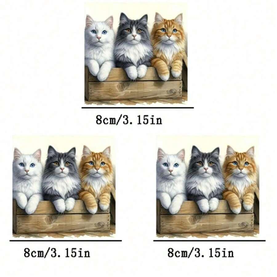 1件/2件/3件装可爱猫咪图案，适用于T恤、抱枕、背包和手提包，理想的节日礼物，节日设计，印刷品