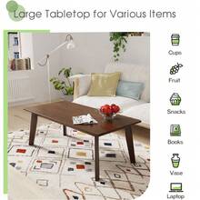 COSTWAY 47" X 23.5"X 17" Rectangular Coffee Table, Modern Coffee Table W/Rubber Legs, Tea Table, Wooden Sofa Table For Living Room, Versatile Cocktail Table, Easy Assembly Sofa Table, Brown - Khaki - View 11