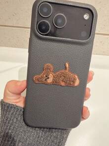 可爱3D腊肠犬柯基犬卧姿纹理手机壳，兼容 17 Pro Max、17 Pro、17 Air、16、15、14、13、12 Pro Max、16 Plus、11，柔软保护壳，可爱圣诞礼物，秋冬季佳选 - 黑色 - 查看 6