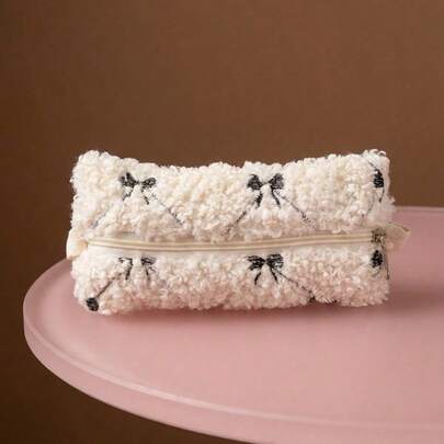 Joivida 蝴蝶结刺绣笔袋，女士/学生文具收纳包，耳机收纳配件，返校季必备，返校用品，铅笔盒，铅笔袋，书包