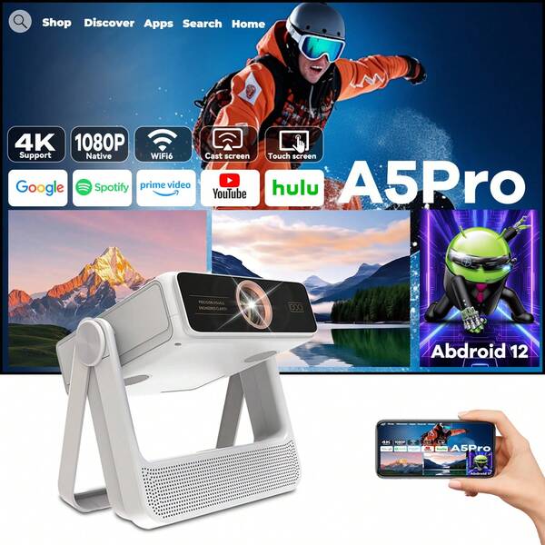 2026 New A10PRO Home Theater, Android Projector, Home Projector, High Definition Projector, Smart Home, Touch Projector, Native 1080P, Supports 4K. Wifi 6/5G, APP Function, Suitable For Office And Home Events. Perfect Birthday Gift, Home/Cinema Projector.