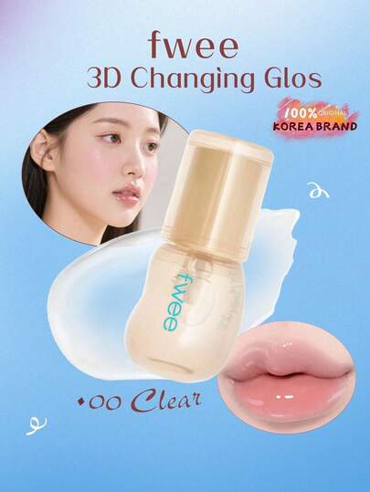 Fwee 3D Color Changing Lip Gloss, 00 Shades: Transparent, Crystal Pink, Sunlight Beige, Elastic Jelly, Glossy, Lip Liner Blurring, Lip Base, Desert Lip Repair, Long-Lasting Color, Starry Makeup, Korean Cosmetics, 5.3g/0.18oz