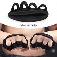 男女通用举重手套 全指健身手套 适用于举重、深蹲、硬拉和卧推 - 黑色 - 查看 5