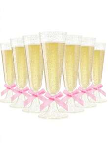 5.5盎司金边香槟杯，适合野餐、婚礼派对、庆典等场合，优雅且易于清洗 - 多色/款式隨機 - 查看 15