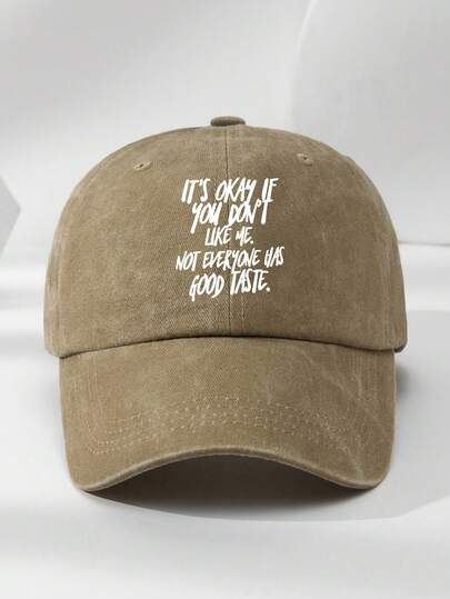 1顶男女通用字母印花可调节水洗棒球帽，休闲户外时尚，适合日常佩戴、旅行、海滩、派对、钓鱼、送礼