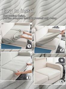 1件装天鹅绒沙发套，防滑耐用弹力面料，可机洗，适用于客厅和卧室，宠物友好 - 纯色格子 - 淺灰色 - 查看 7