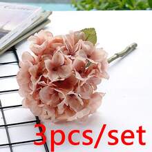 1/3束逼真欧洲绣球花束，婚礼装饰，花瓶填充物，家居装饰，适用于客厅、卧室、户外花园、派对、摄影道具 - 淺咖色 - 查看 7