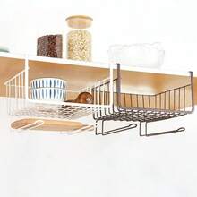 1PC Multi-Functional Kitchen Cabinet Storage Basket, Wall-Mounted Hanging Rack For Cabinets, No Drilling Required, Space-Saving And Organized - Brown - View 2